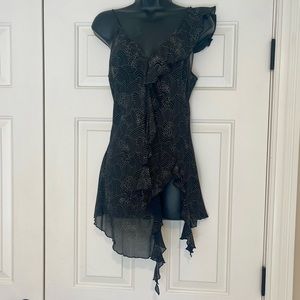 Ideology Black Silk Tunic Length Camisole Top - Small